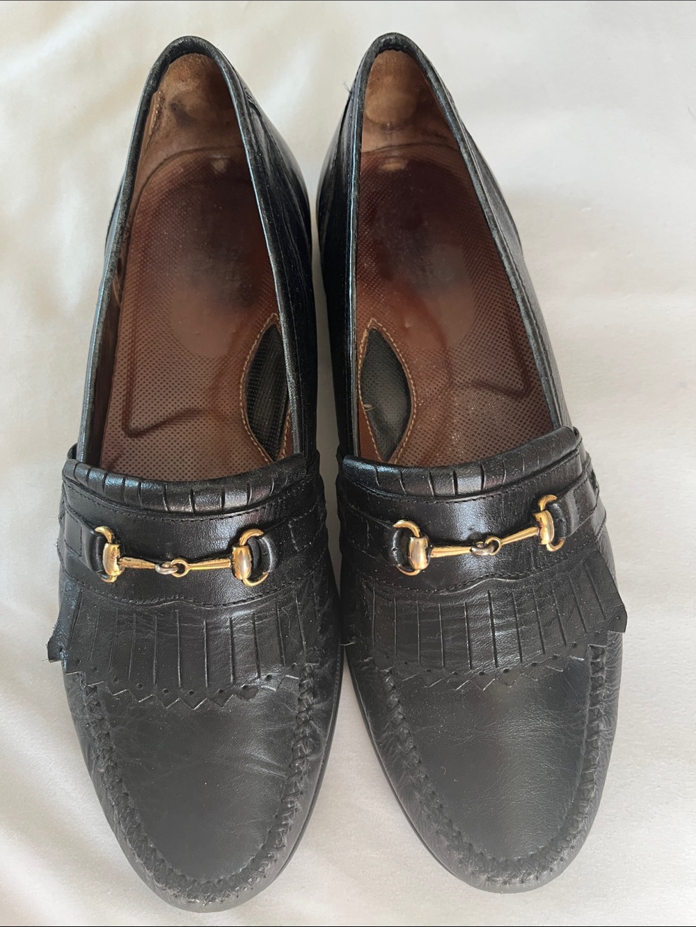 Stanley Blacker Couture horse bit black kiltie fringe loafers made in Italy 9.5
